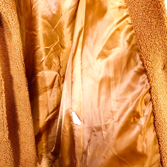 French Connection Women’s Coat Scandi Luxe Teddy Texture Faux XL Longline Brown - Picture 8 of 13